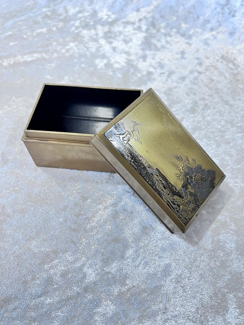 金蒔絵山水紋香箱　江戸期　合せ箱　金銀 漆器