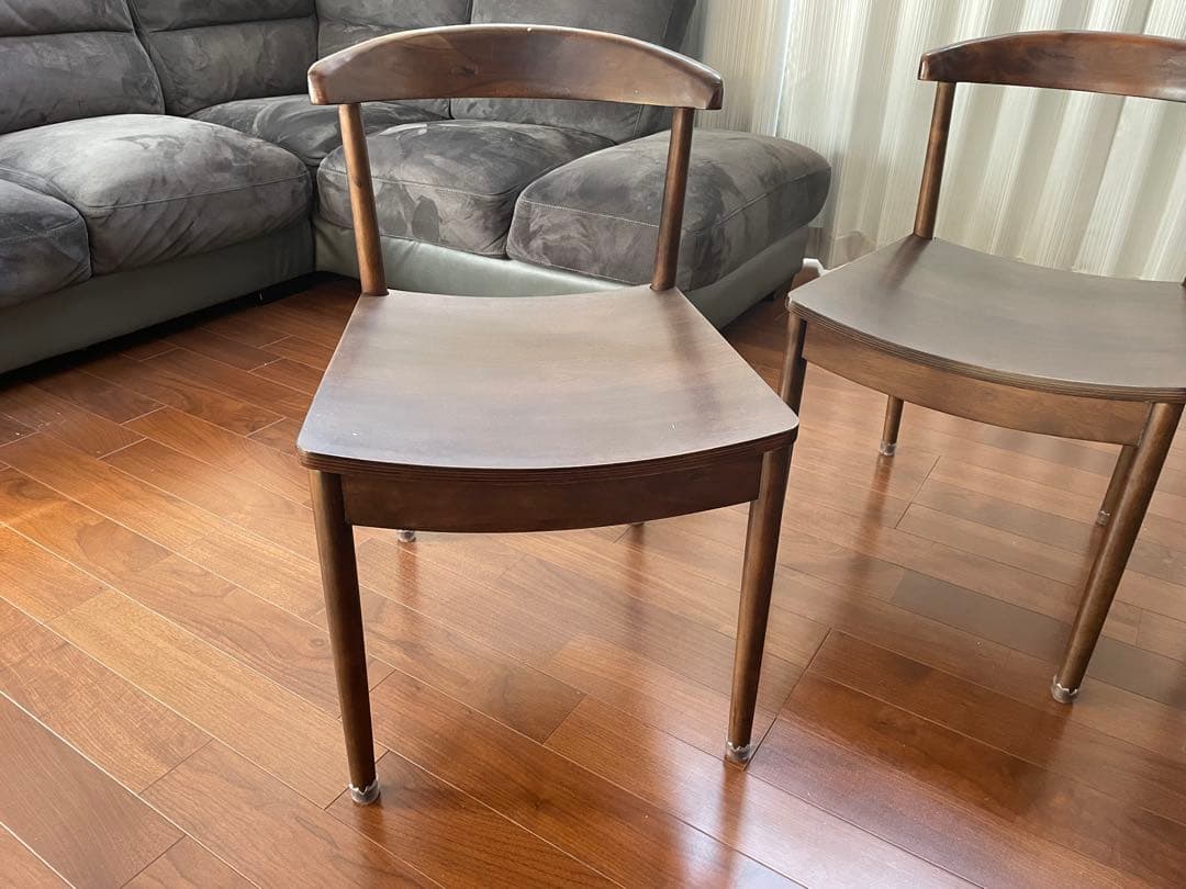 ダークブラウン 木製ダイニングチェア☆2☆送料込