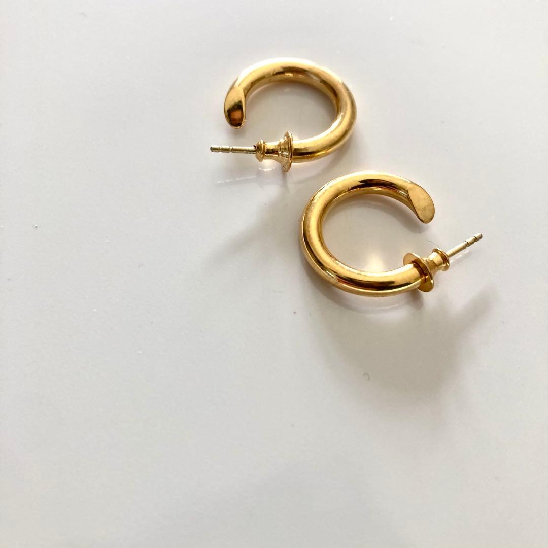 両耳ゴールド　2.5×18mm フープピアス　シルバー925