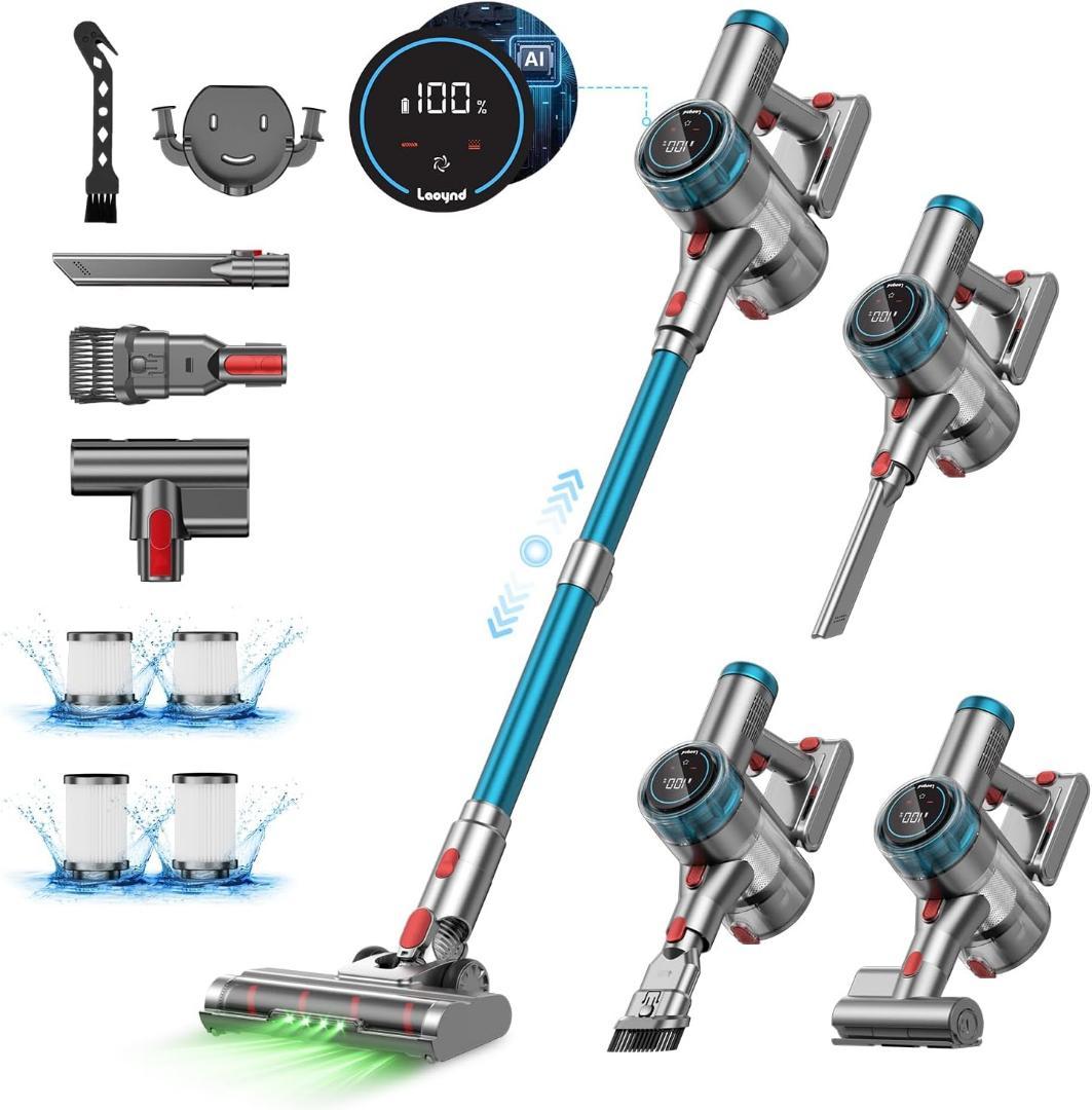 掃除機 コードレス【85Kpa真の強力吸引・自立式ブラシヘッド・ダニ除去ブラシ付