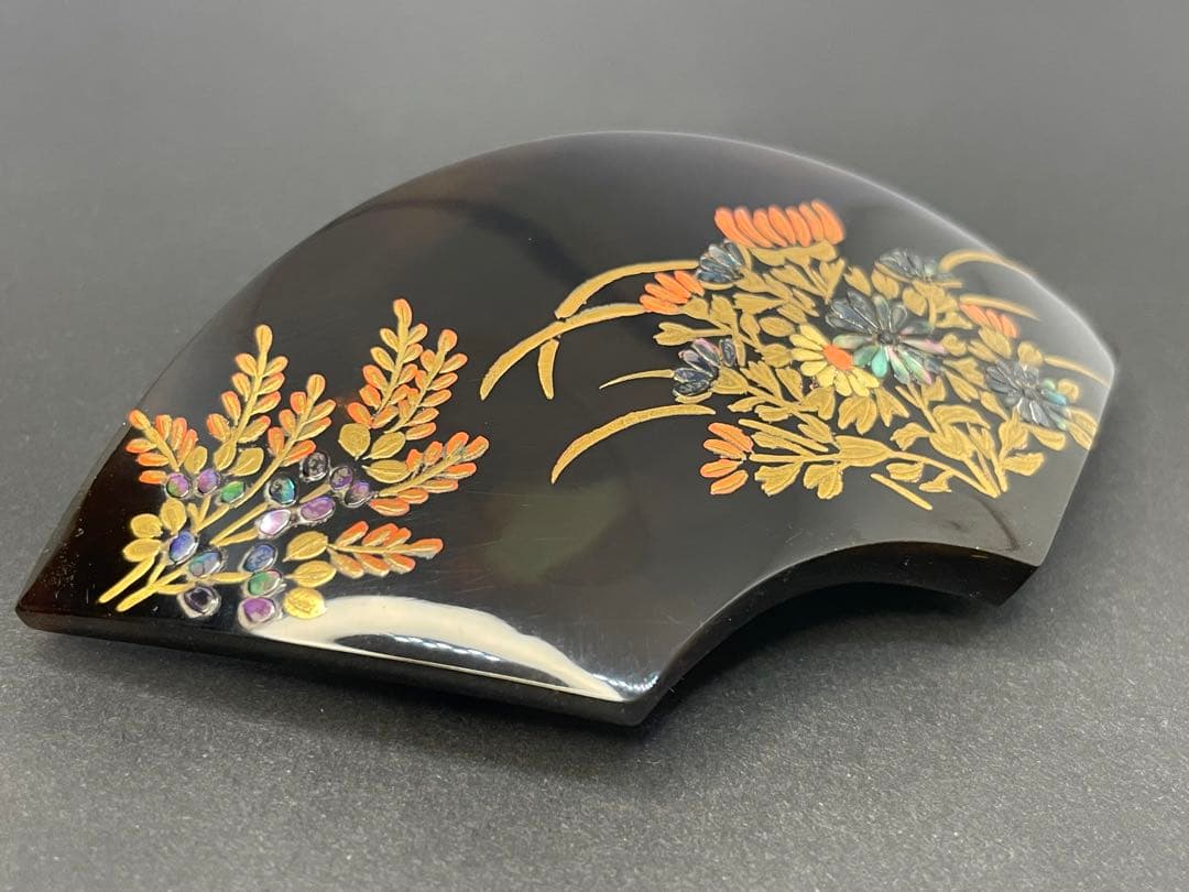 【セール】本べっ甲　帯留め　螺鈿蒔絵　未使用　※匿名発送