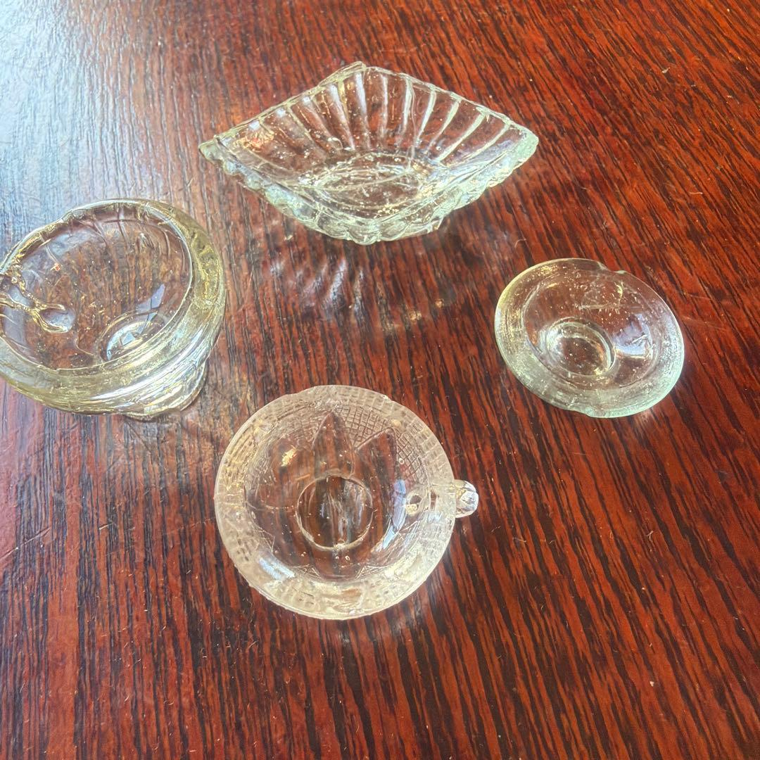 アンティーク ペロペロ ガラス 菱形 4点