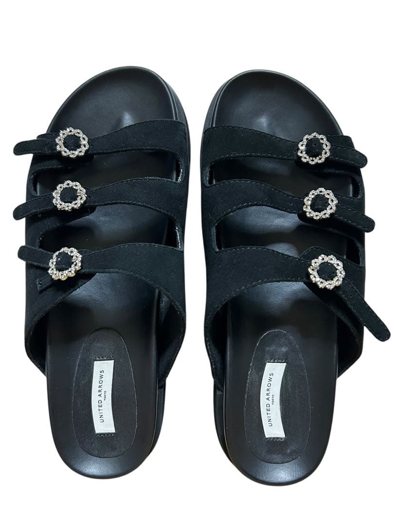 ユナイテッドアローズ 3ライン スエード ミュール サンダル 美品