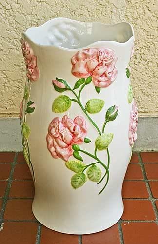 ポルトガル製 傘立て ローズ ピンク バラ レリーフ   PAN-230P