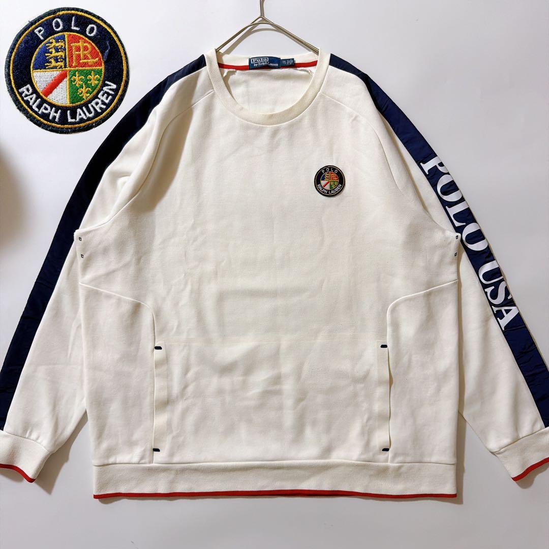 XXL✨️ポロラルフローレン クッキーパッチ サイドラインスウェット USA 白