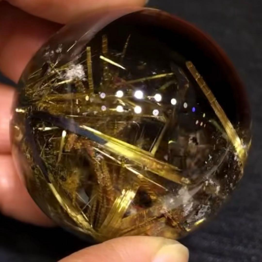 超絶綺麗✨40mm ゴールドタイチンルチルクォーツ　丸玉　スフィア　金針水晶